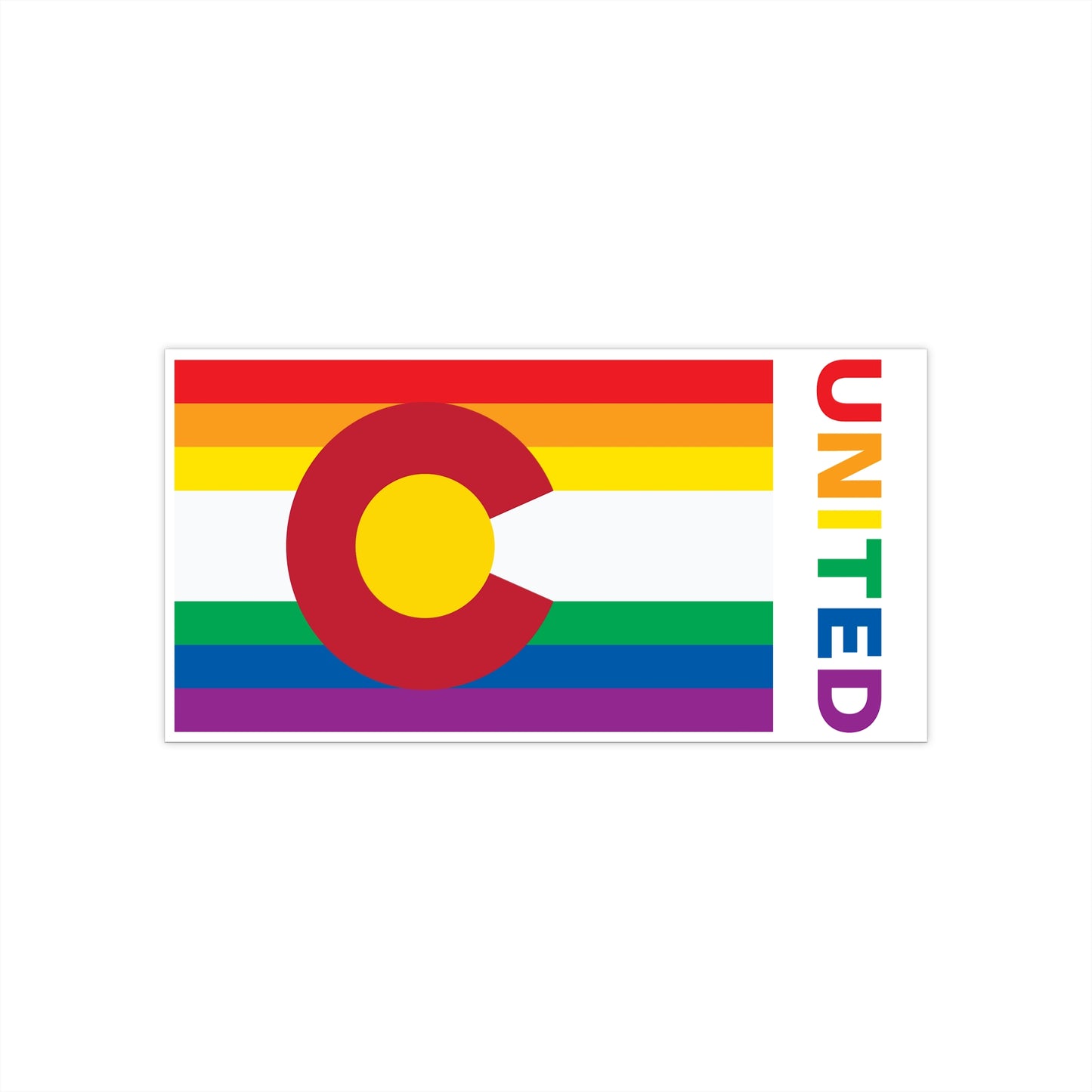 Colorado Rainbow Pride Flag "UNITED" Bumper Sticker