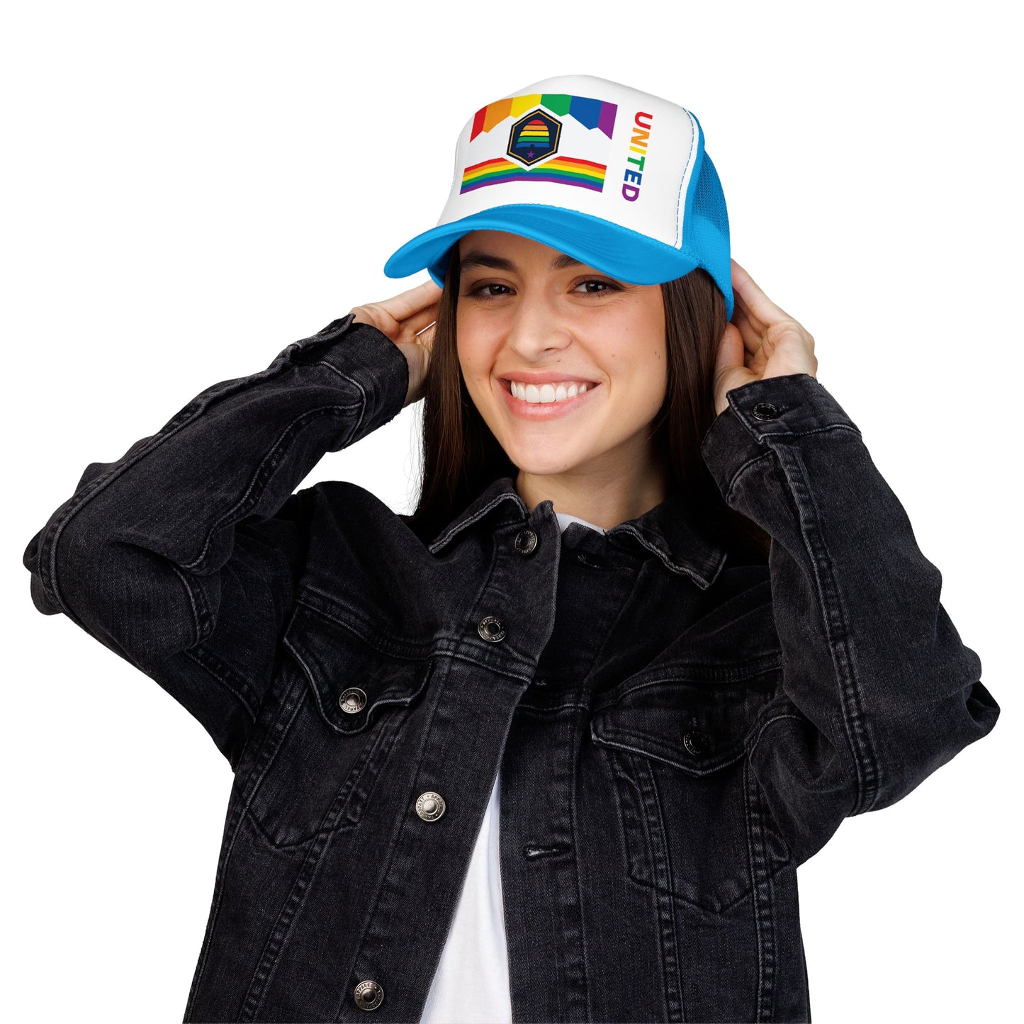Utah Rainbow Pride Flag "UNITED" Printed Foam Trucker Hat, Several Color Options