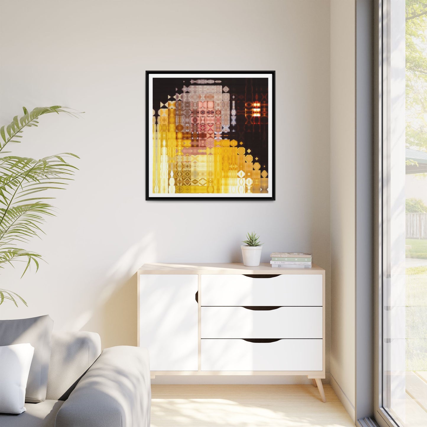 Disco Dolly Abstract Portrait Collage Art — Matte Canvas, Framed (Multi-color options)