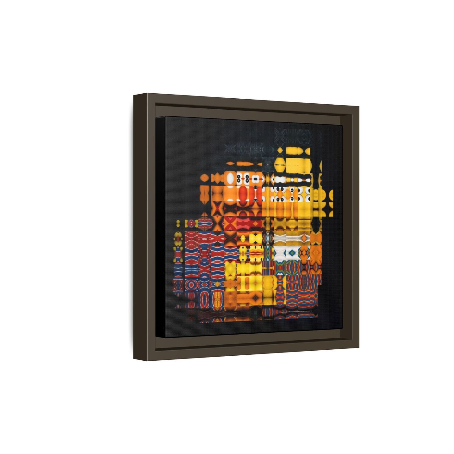 Iconic Domestic Partners in Plain Sight: Bert, Ernie, and Rubber Ducky Abstract Portrait Collage Art — Matte Canvas, Framed (Multi-color options)