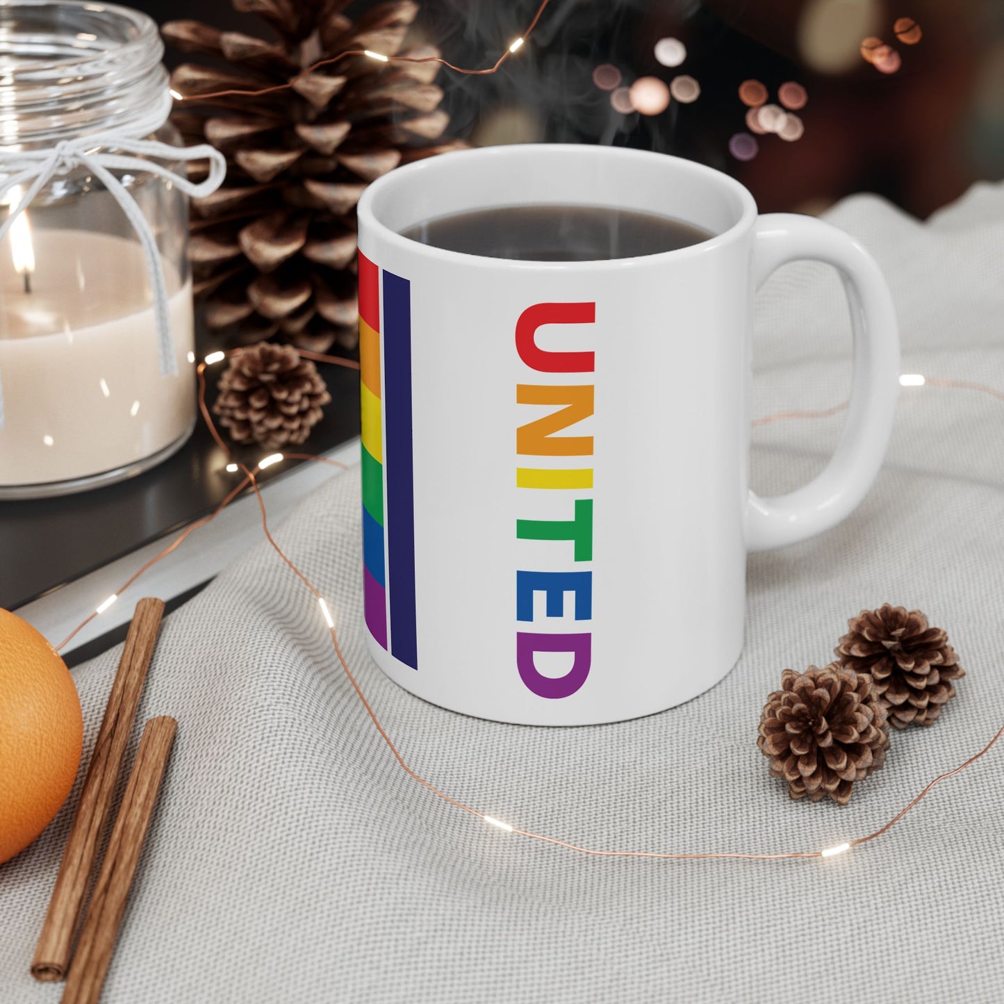 Tennessee Rainbow Pride Flag "UNITED" Ceramic Mug