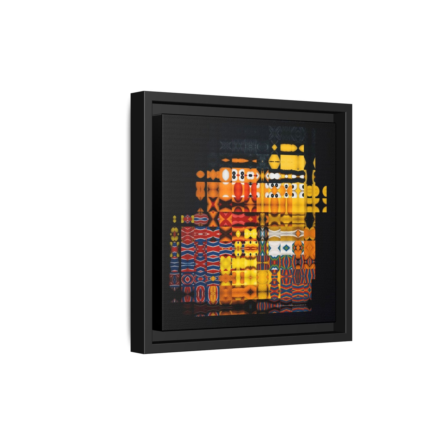 Iconic Domestic Partners in Plain Sight: Bert, Ernie, and Rubber Ducky Abstract Portrait Collage Art — Matte Canvas, Framed (Multi-color options)