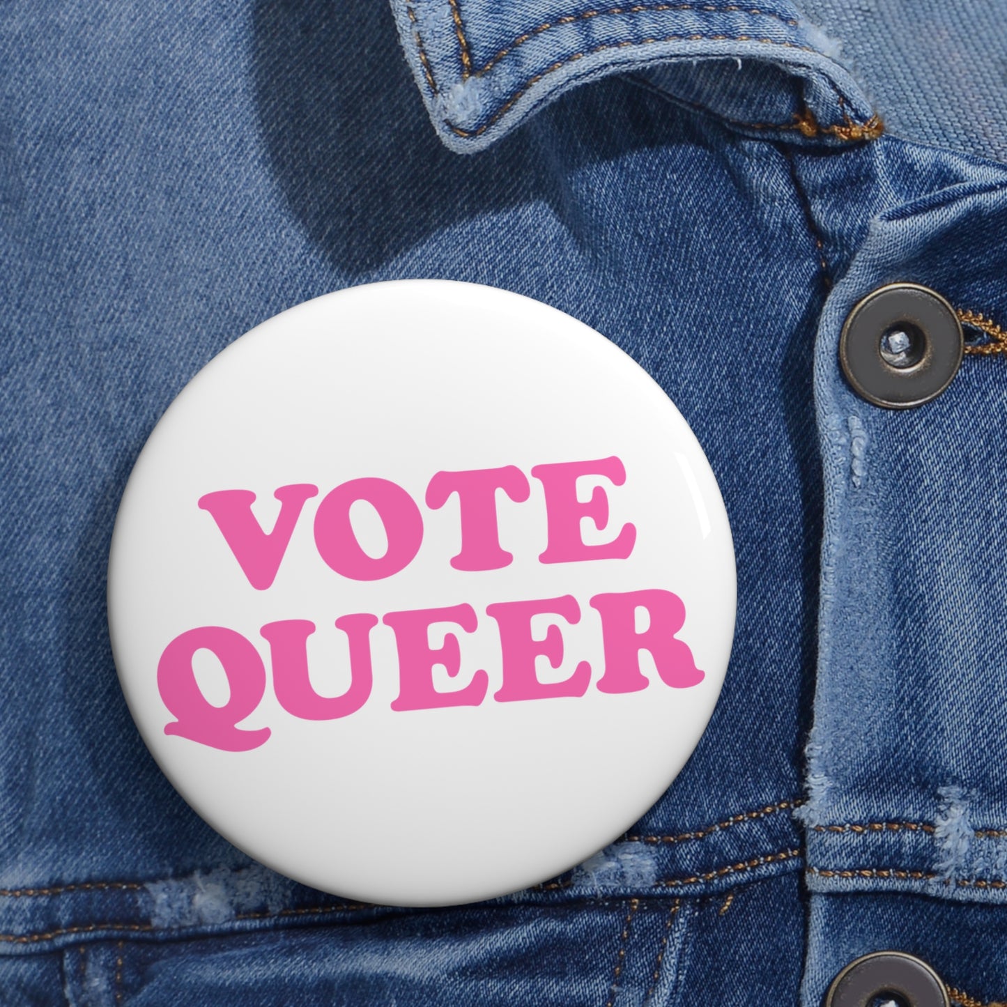 VOTE QUEER Activism Pin Button in Pink