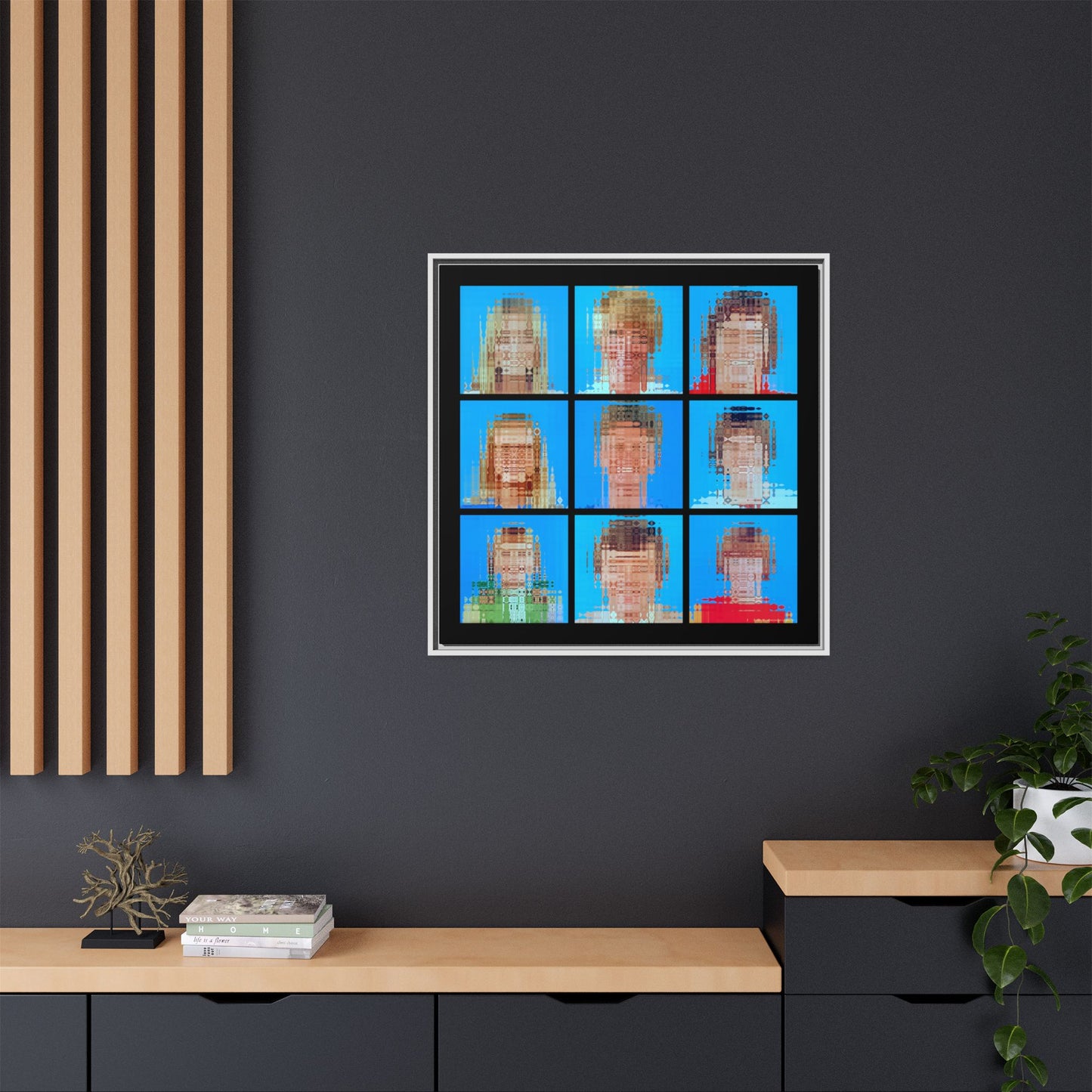 America's Iconic Mid-Century TV Family, Abstract Portrait Collage Art — Matte Canvas, Framed (Multi-color options)