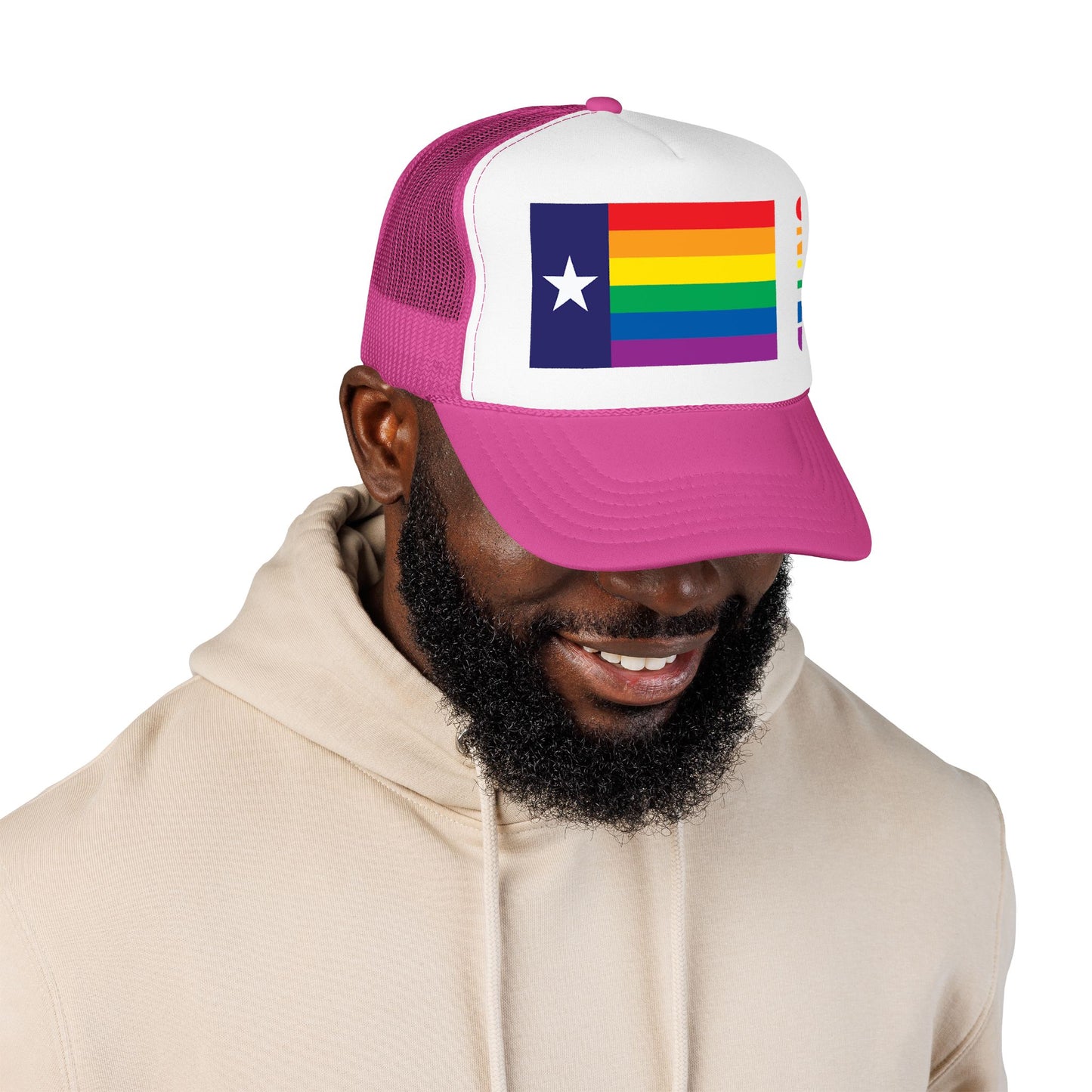 Texas Rainbow Pride Flag "UNITED" Printed Foam Trucker Hat, Several Color Options