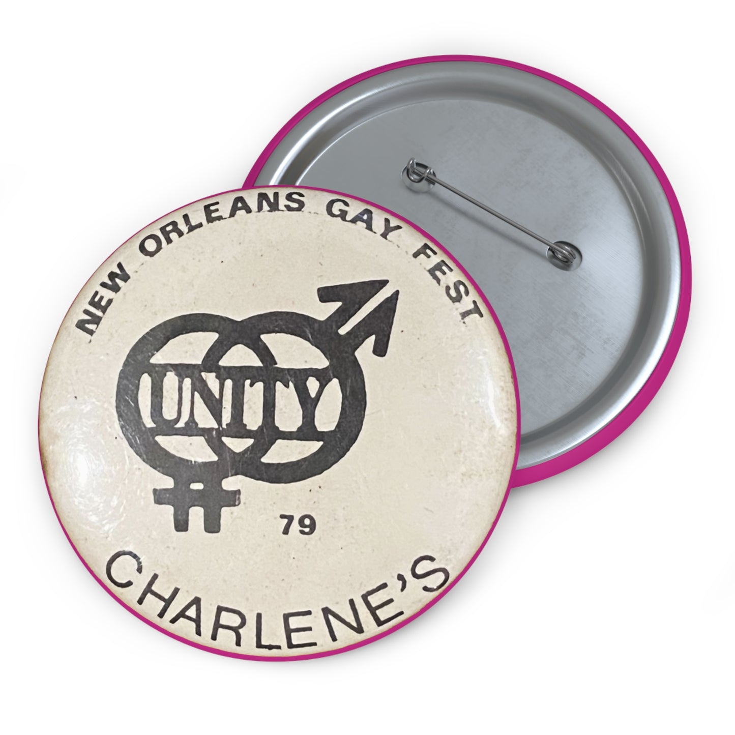 Iconic Charlene's New Orleans 1979 Gay Fest, Historic Lesbian Bar Replica Pin Button