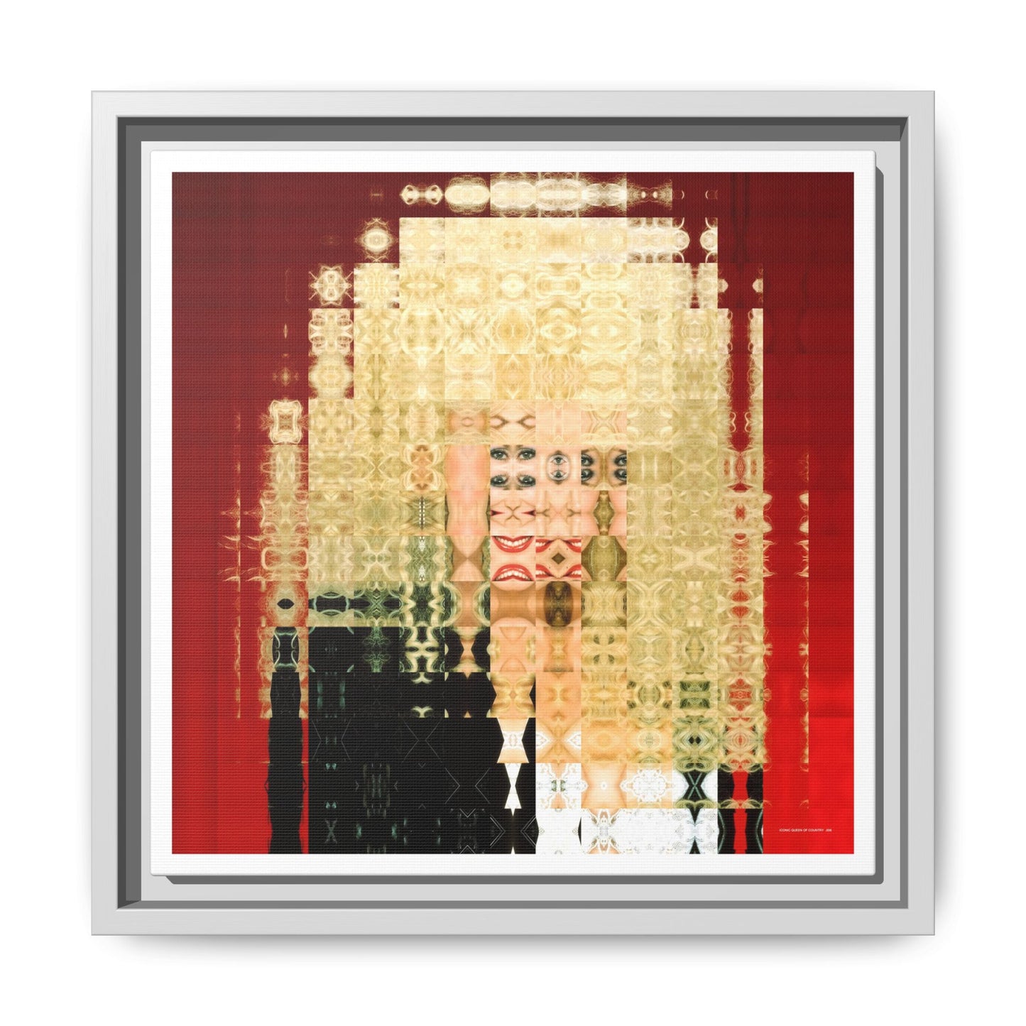 Iconic Queen of Country VI, Dolly Abstract Portrait Collage Art — Matte Canvas, Framed (Multi-color options)