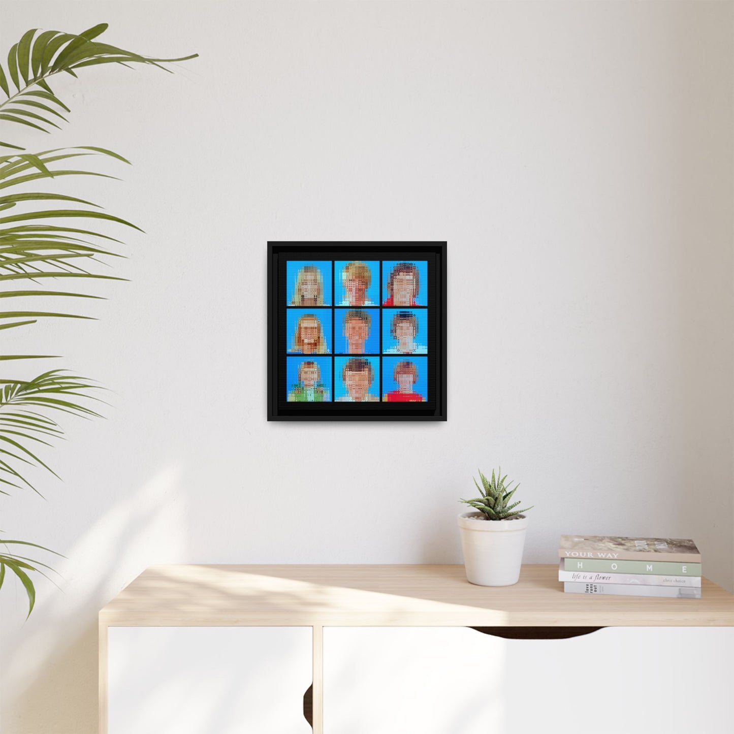 America's Iconic Mid-Century TV Family, Abstract Portrait Collage Art — Matte Canvas, Framed (Multi-color options)