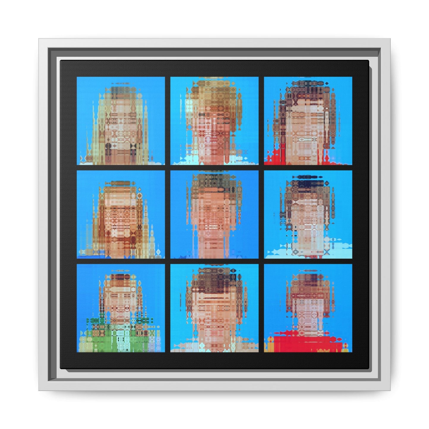 America’s Iconic Mid-Century TV Family Abstract Portrait Collage Art — Matte Canvas, Framed (Multi-color options)