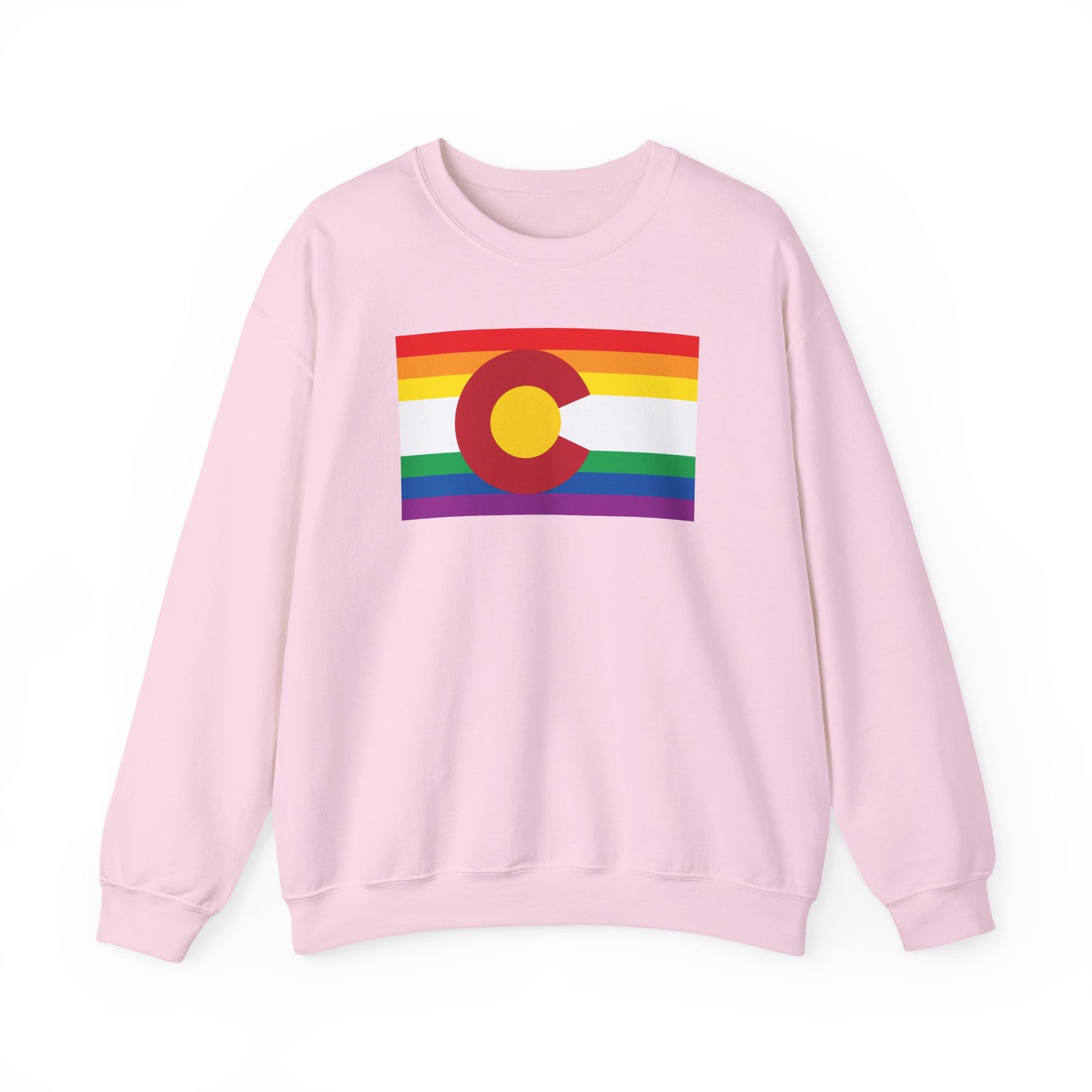 Colorado Rainbow Pride Flag Unisex Crewneck Sweatshirt—White, Black or Light Pink
