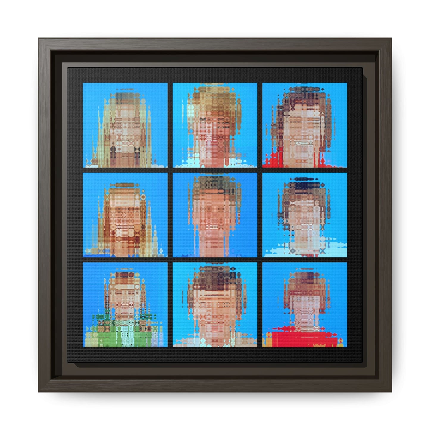 America’s Iconic Mid-Century TV Family Abstract Portrait Collage Art — Matte Canvas, Framed (Multi-color options)