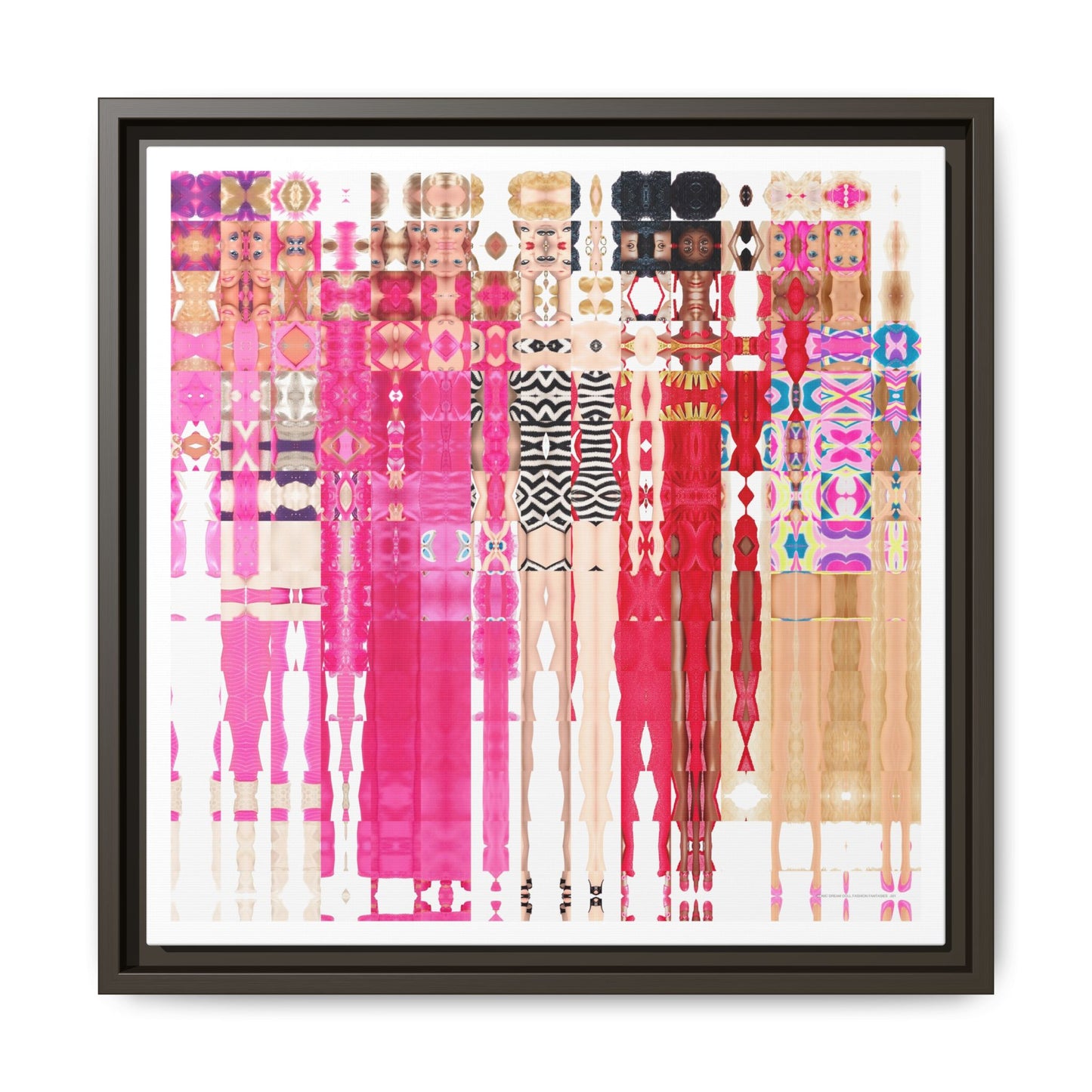 Iconic Dream Doll Fashion Fantasies Abstract Portrait Collage Art — Matte Canvas, Framed (Multi-color options)