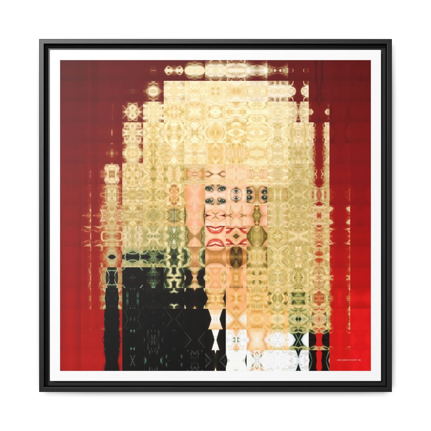Iconic Queen of Country VI, Dolly Abstract Portrait Collage Art — Matte Canvas, Framed (Multi-color options)