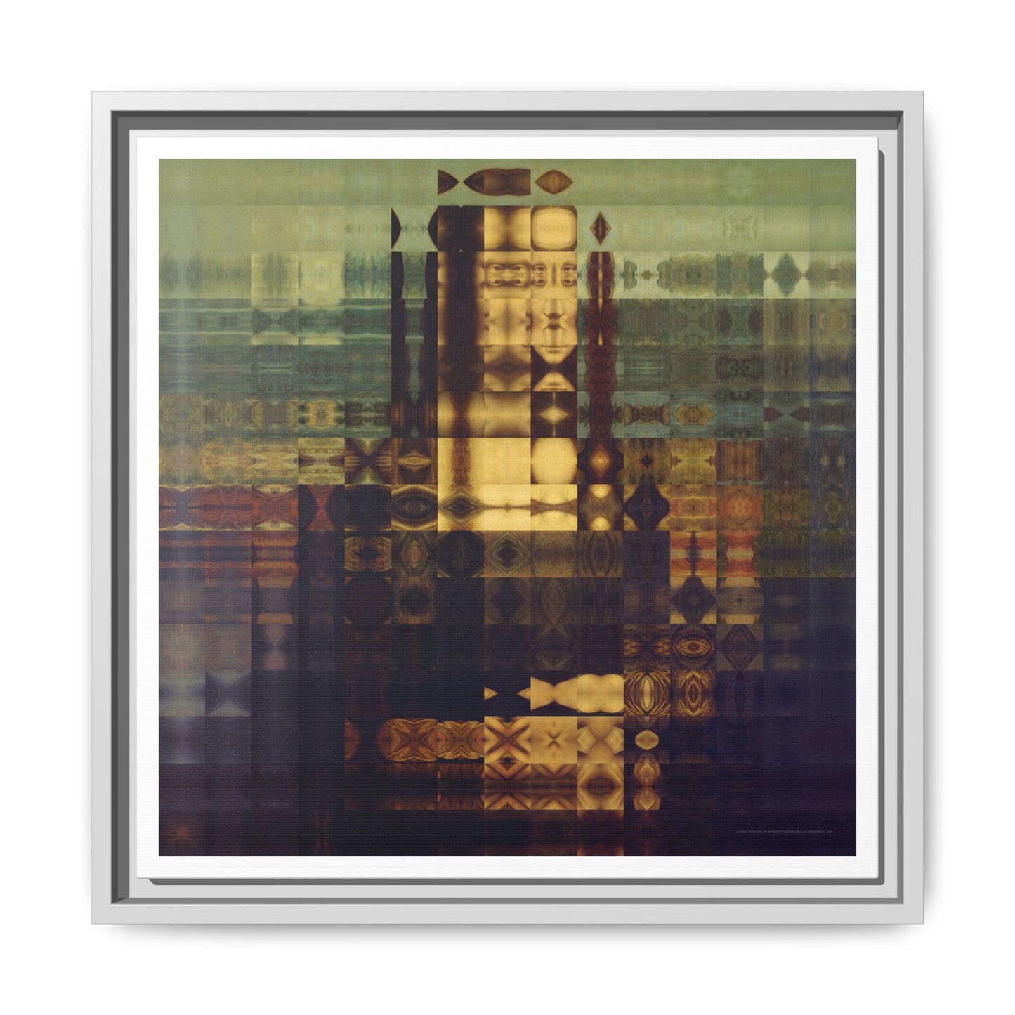 La Gioconda / Mona Lisa Abstract Portrait Collage Art — Matte Canvas, Framed (Multi-color options)