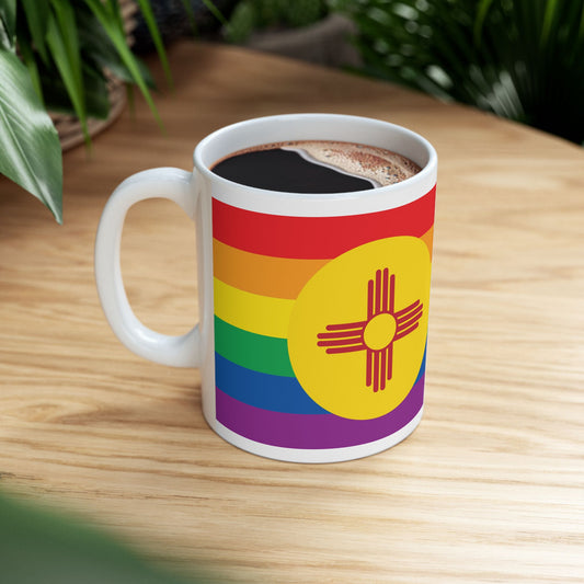New Mexico Rainbow Pride Flag "UNITED" Ceramic Mug