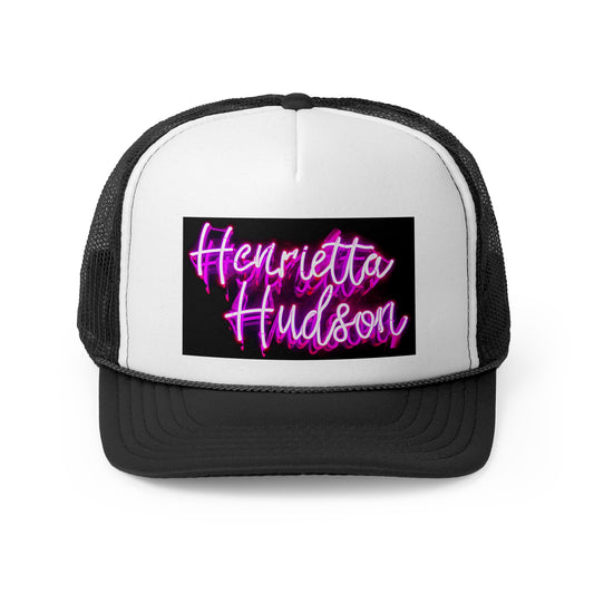 Henrietta Hudson Neon Sign Trucker Cap, Black or Pink