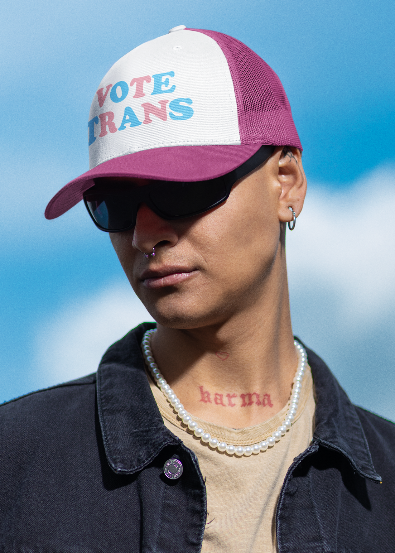 VOTE TRANS Trucker Cap — Pro-Trans Rights Statement Hat