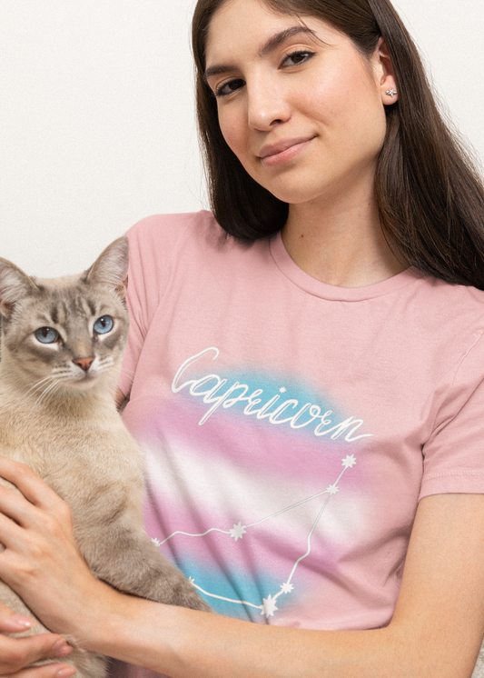 Capricorn Constellation T-shirt, Astrology, Transgender Pride Flag