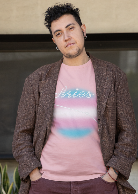 Aries Constellation T-shirt, Astrology, Transgender Pride Flag