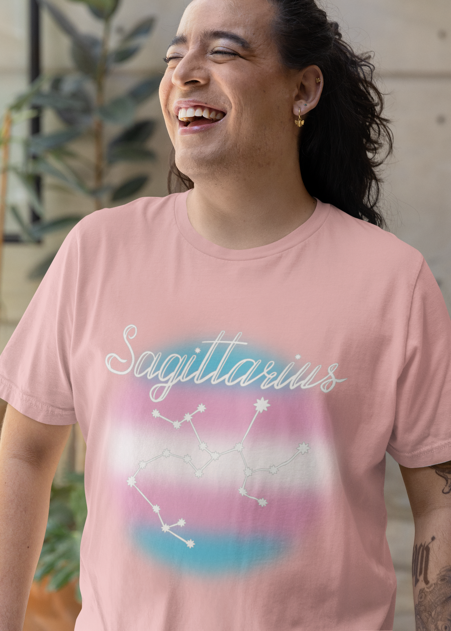 Sagittarius Constellation T-shirt, Astrology, Transgender Pride Flag