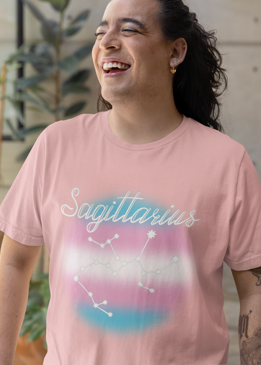 Sagittarius Constellation T-shirt, Astrology, Transgender Pride Flag