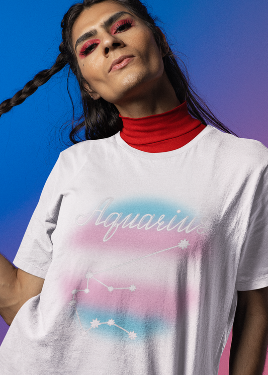 Aquarius Constellation T-shirt, Astrology, Transgender Pride Flag