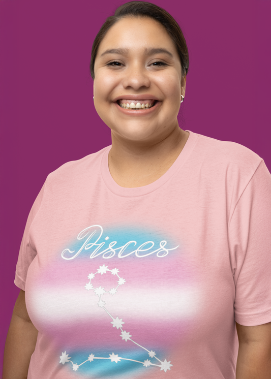 Pisces Constellation T-shirt, Astrology, Transgender Pride Flag