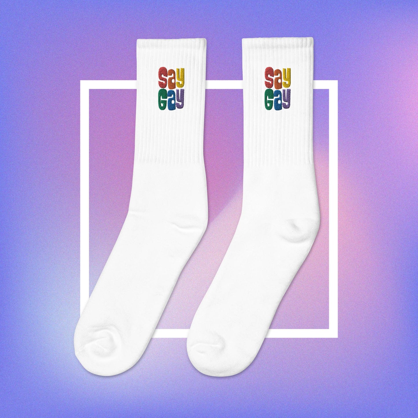 SAY GAY Socks - rainbow twister deco embroidery