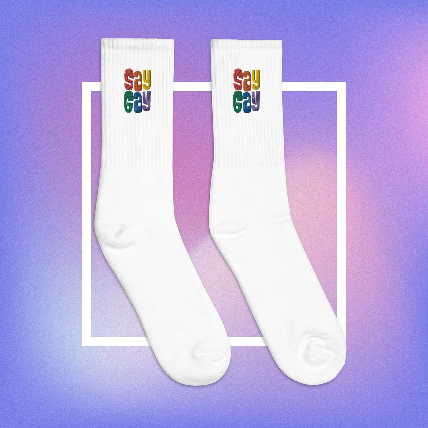 SAY GAY Socks - rainbow twister deco embroidery