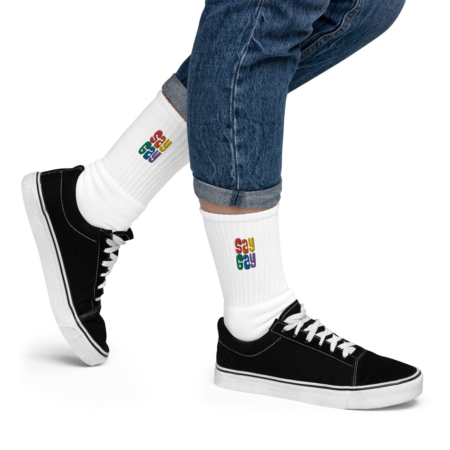 SAY GAY Socks - rainbow twister deco embroidery