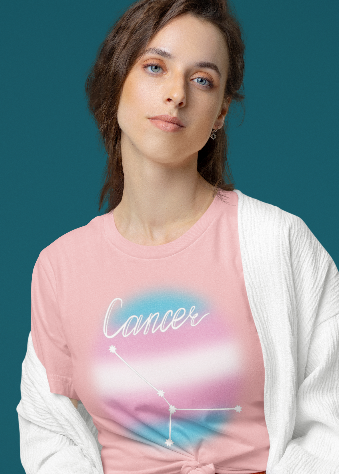 Cancer Constellation T-shirt, Astrology, Transgender Pride Flag