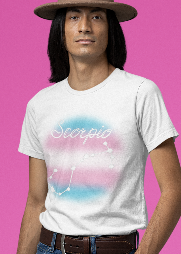 Scorpio Constellation T-shirt, Astrology, Transgender Pride Flag