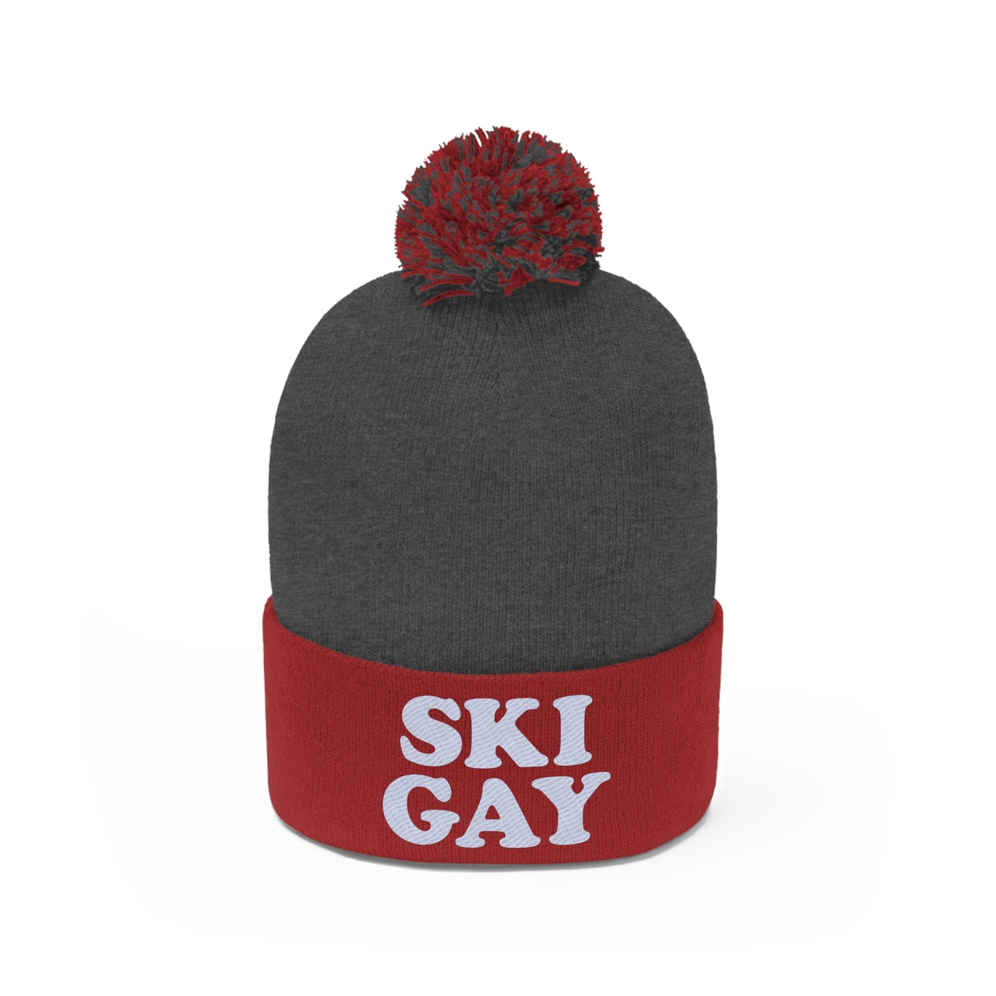 SKI GAY Pom Pom Beanie - white deco