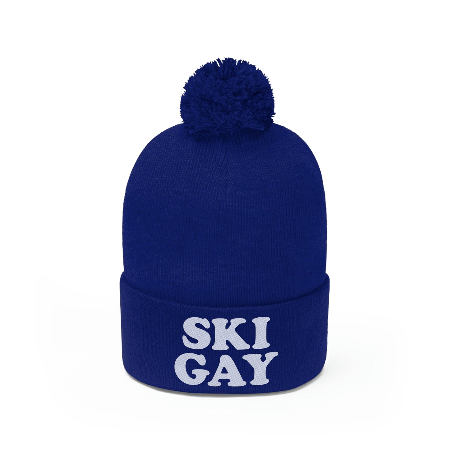 SKI GAY Pom Pom Beanie - white deco