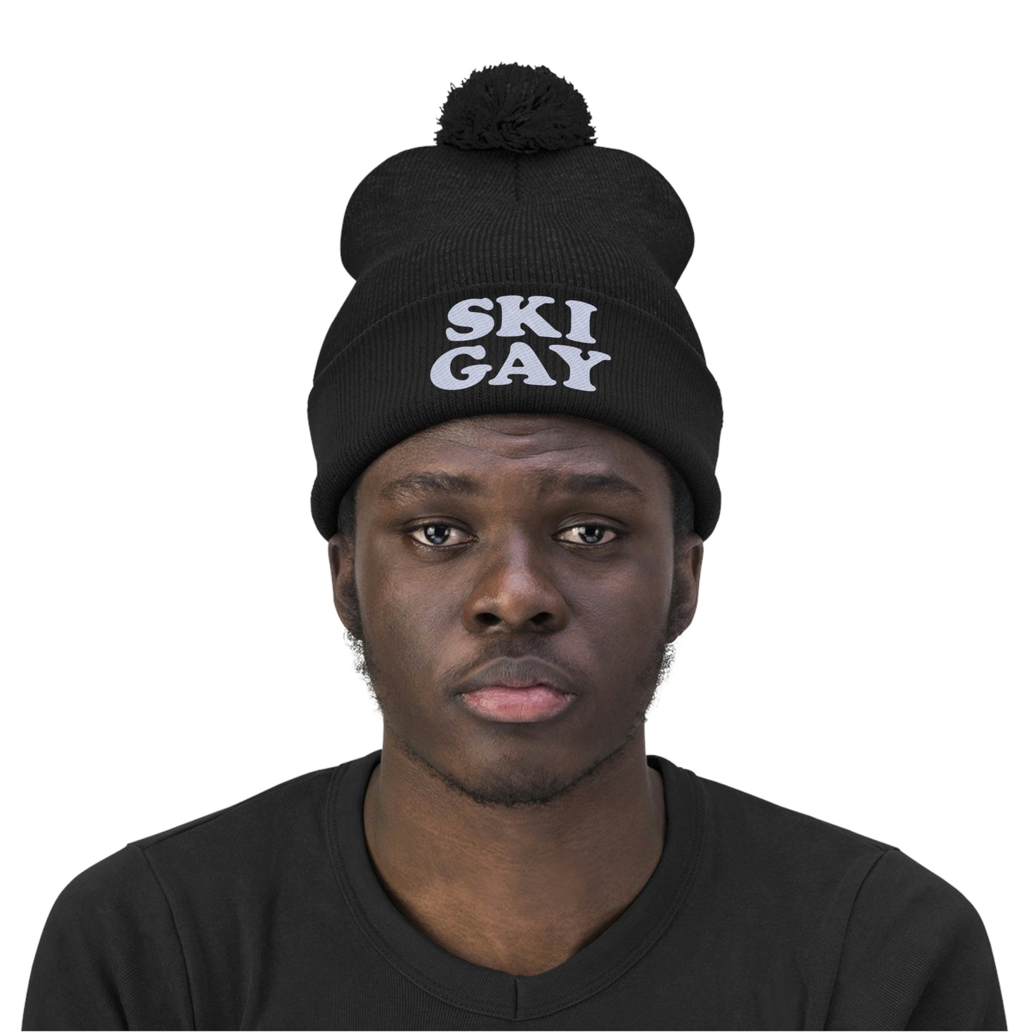 SKI GAY Pom Pom Beanie - white deco