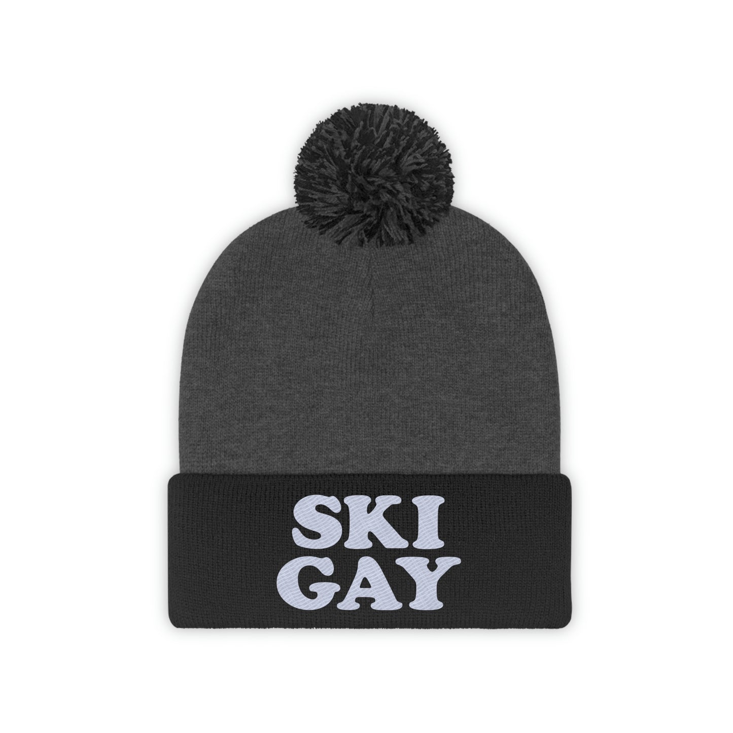 SKI GAY Pom Pom Beanie - white deco