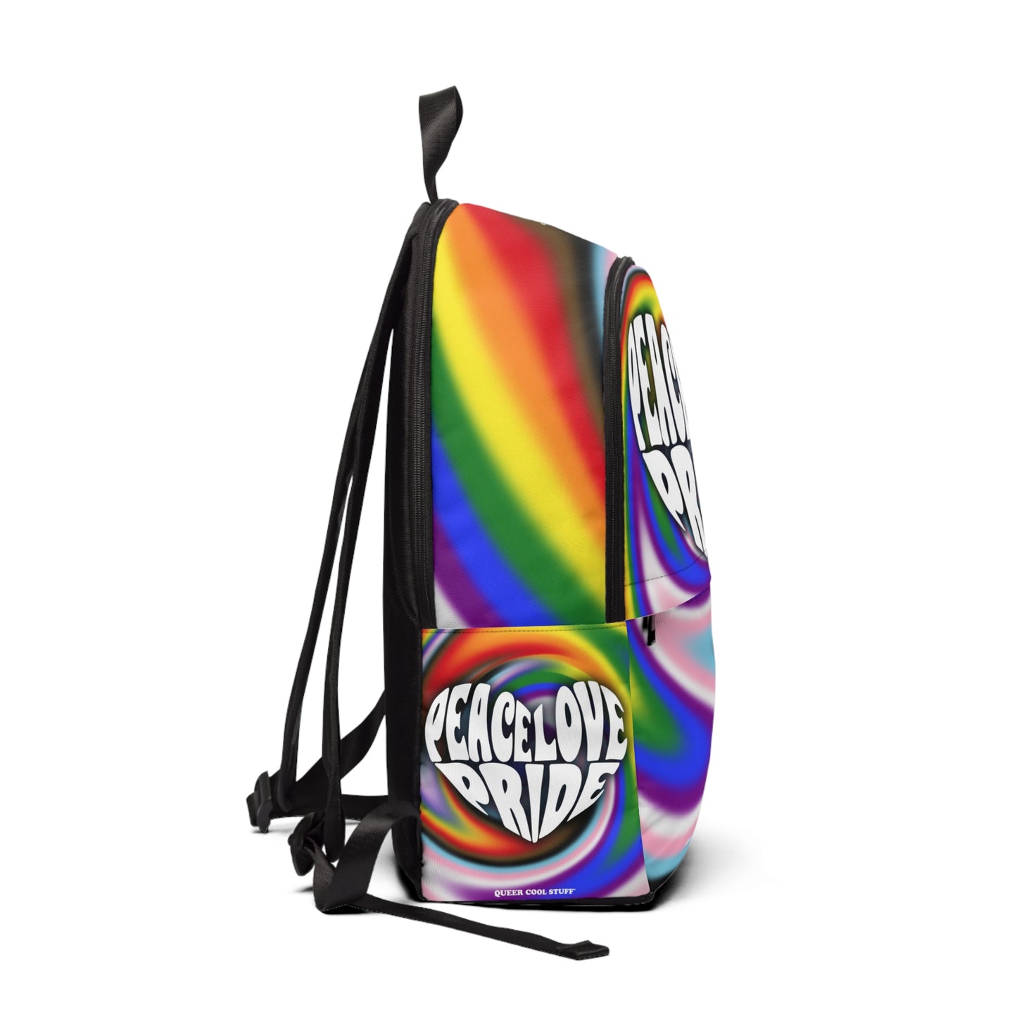 PEACE LOVE PRIDE Backpack - progress rainbow warp deco