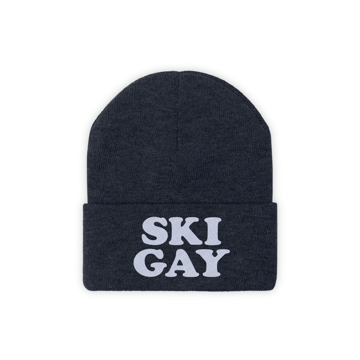 SKI GAY Knit Beanie - white deco