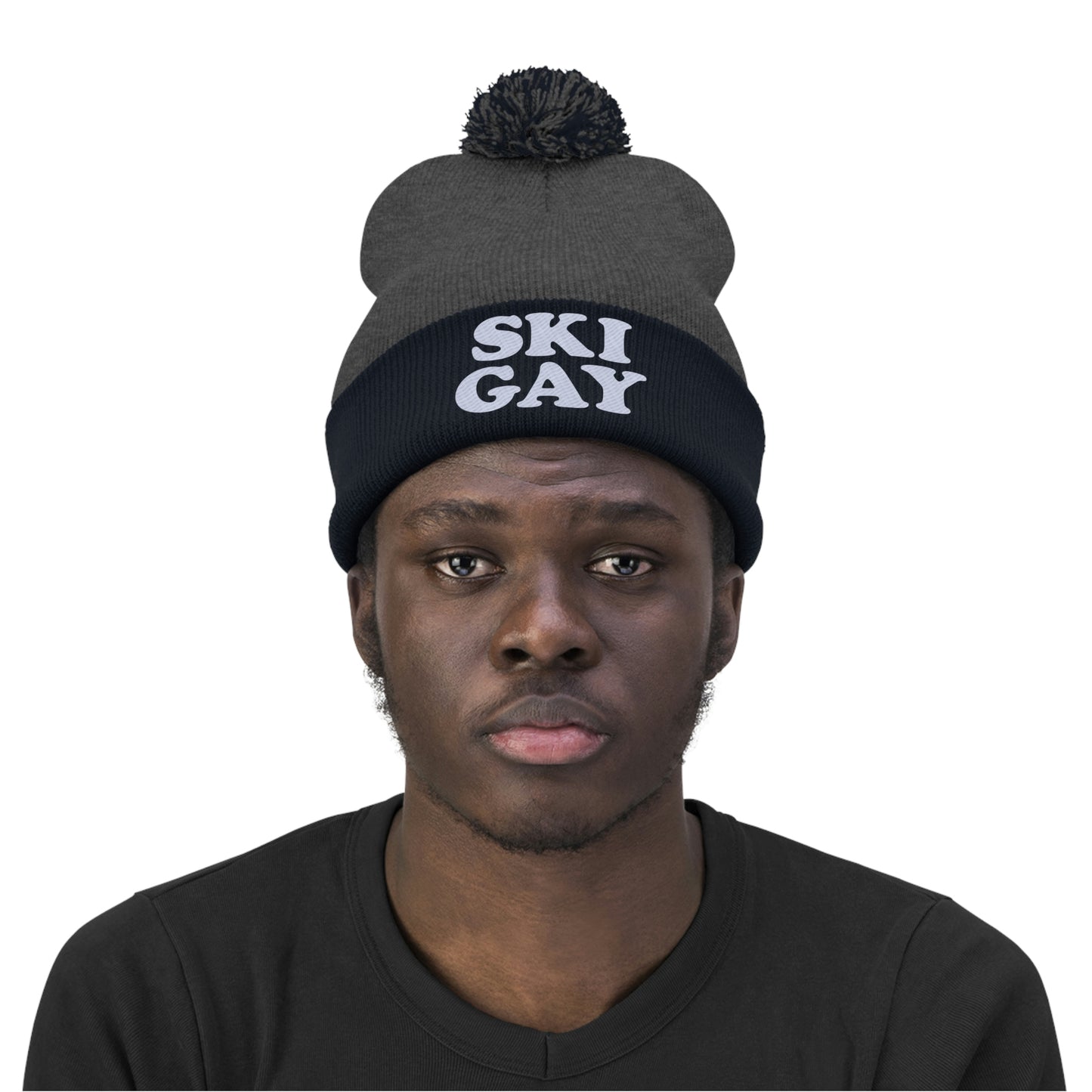 SKI GAY Pom Pom Beanie - white deco