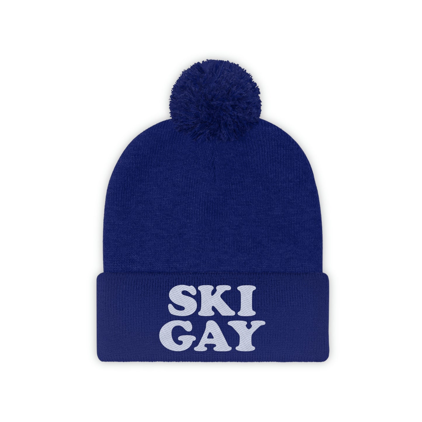 SKI GAY Pom Pom Beanie - white deco