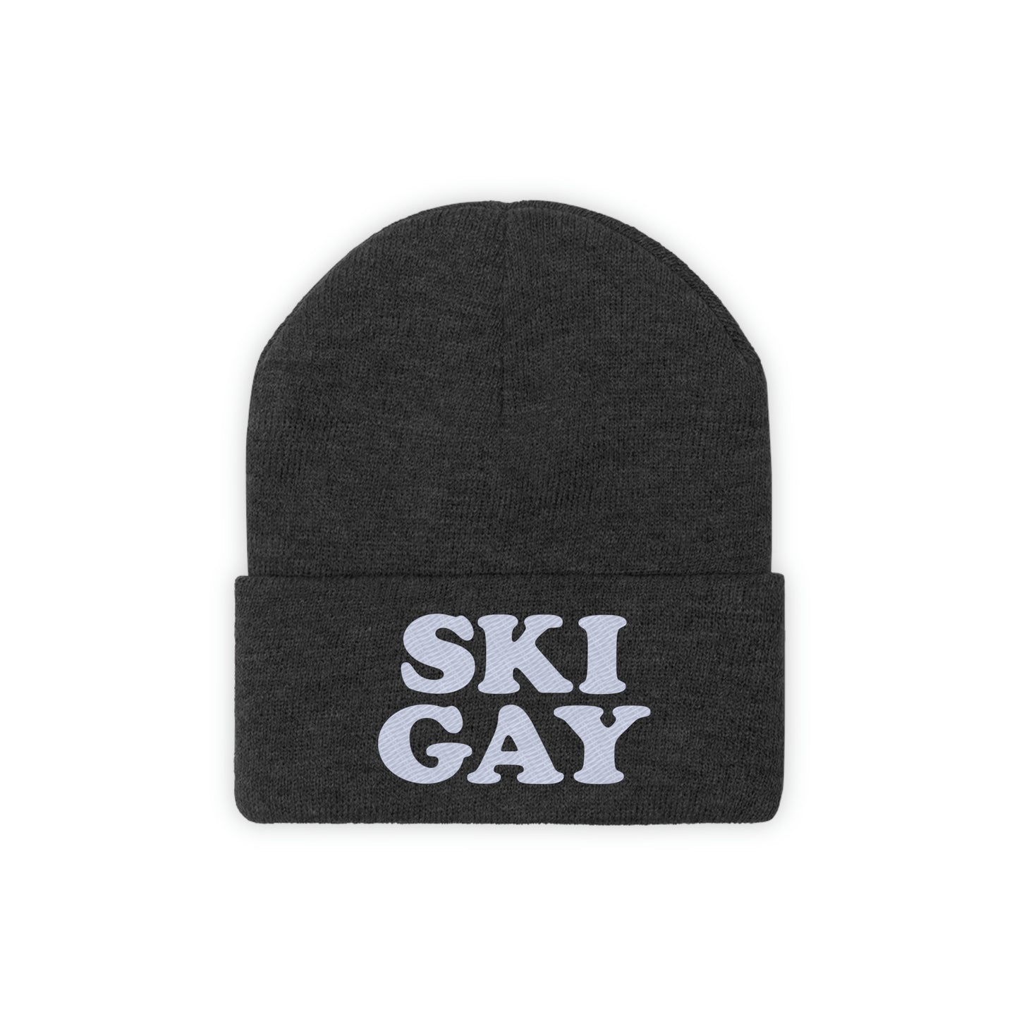 SKI GAY Knit Beanie - white deco