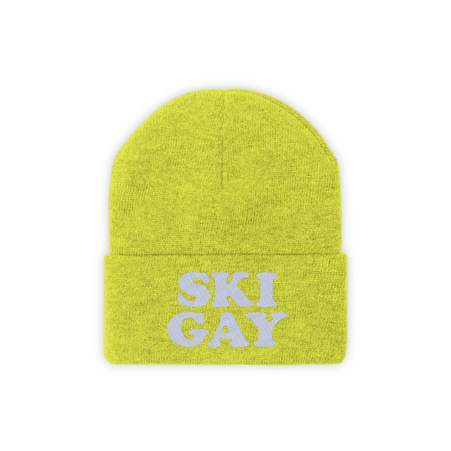 SKI GAY Knit Beanie - white deco