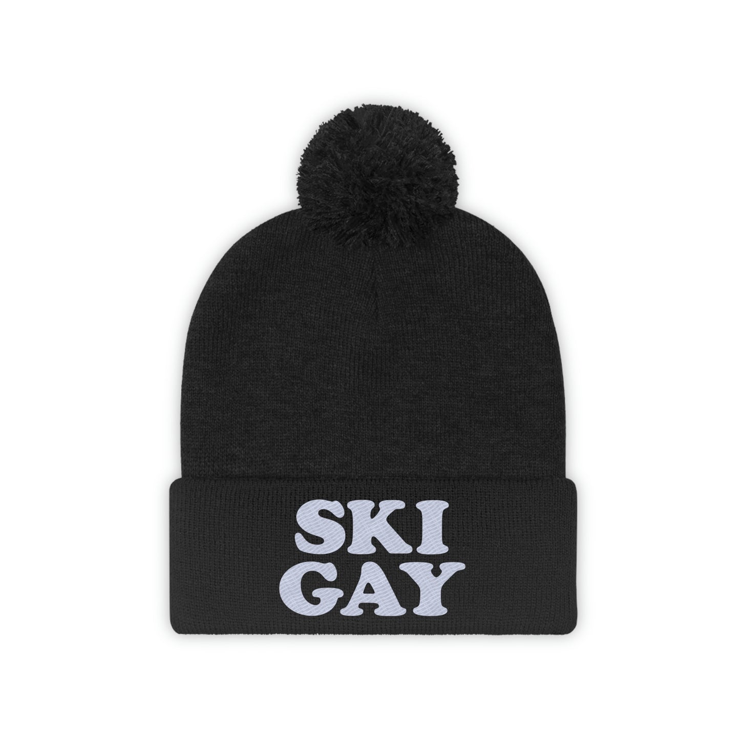 SKI GAY Pom Pom Beanie - white deco