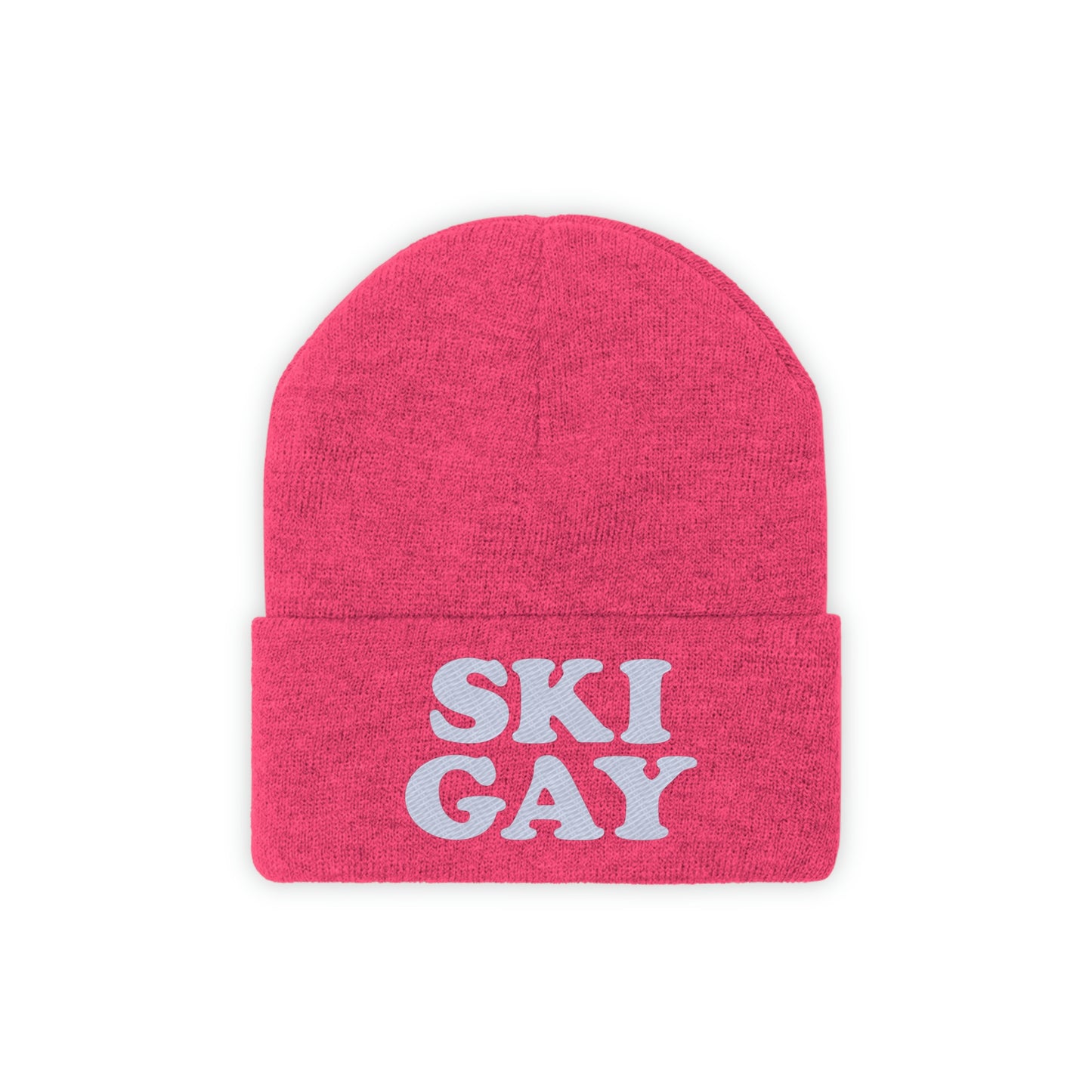 SKI GAY Knit Beanie - white deco