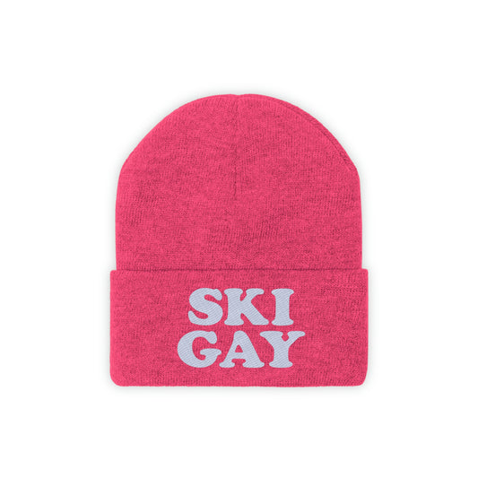 SKI GAY Knit Beanie - white deco