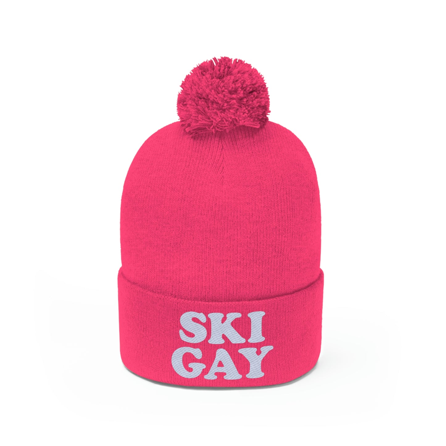 SKI GAY Pom Pom Beanie - white deco