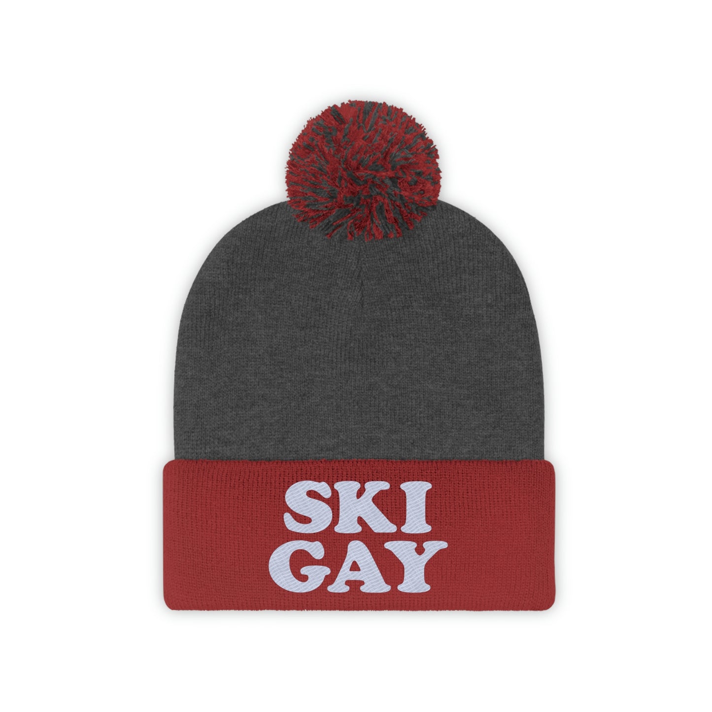 SKI GAY Pom Pom Beanie - white deco