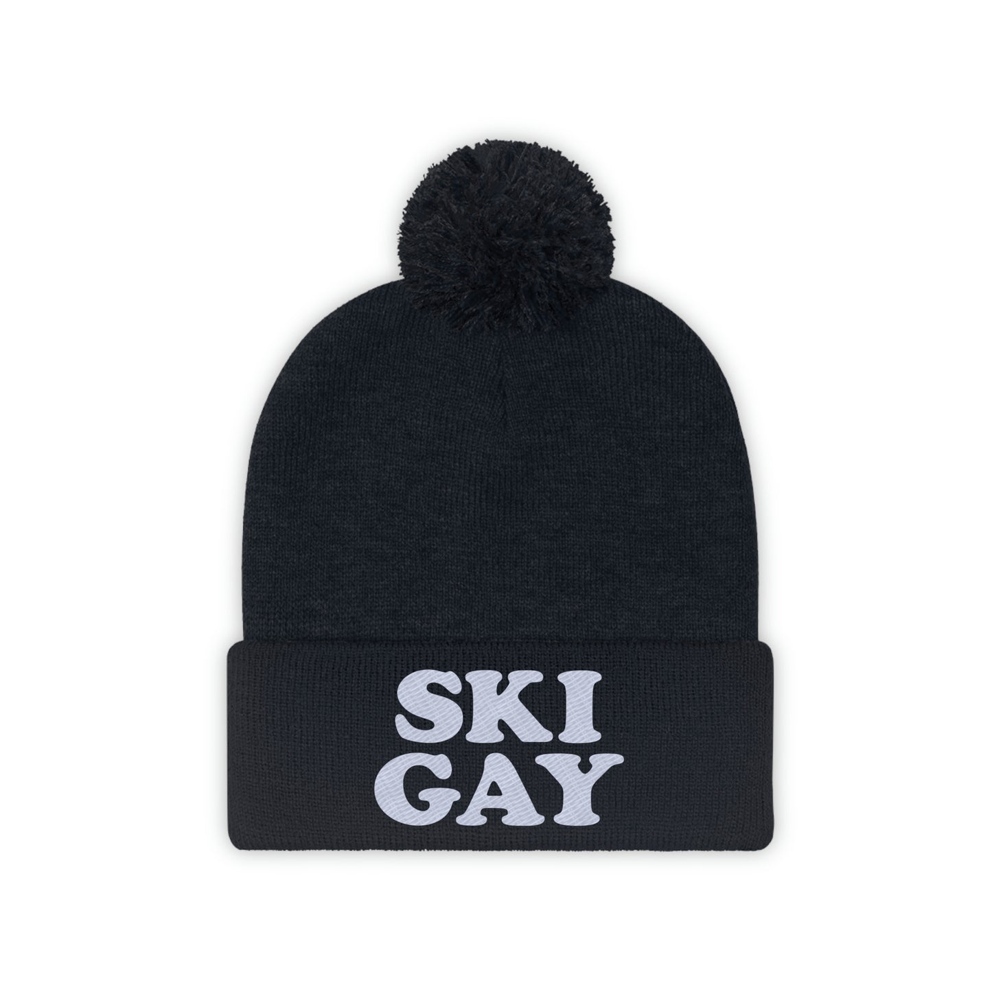 SKI GAY Pom Pom Beanie - white deco