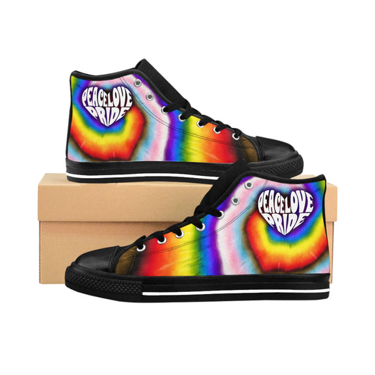 PEACE LOVE PRIDE Classic High-top Sneaker - progress pride tie-dye deco (manufacturer sizes: female)