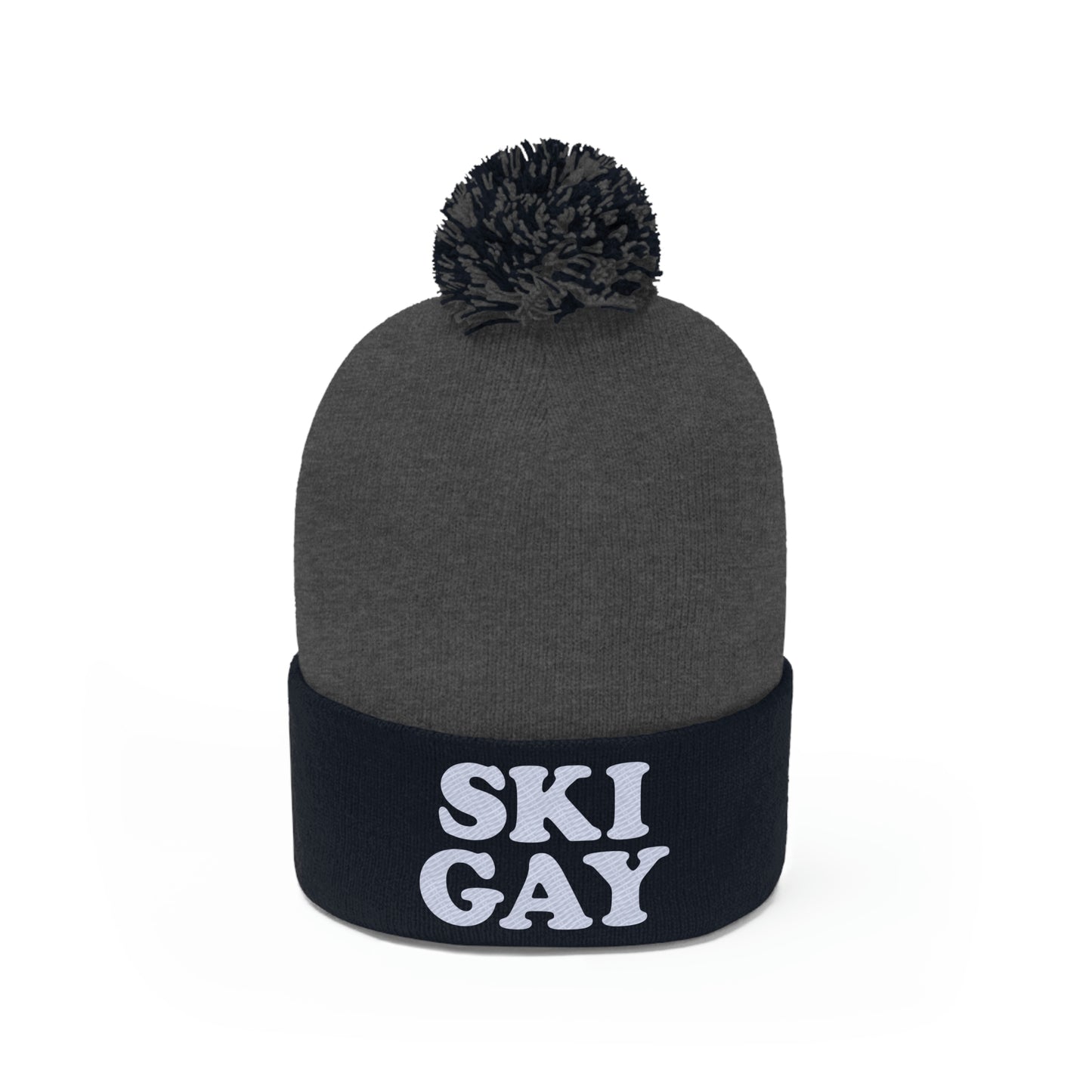 SKI GAY Pom Pom Beanie - white deco